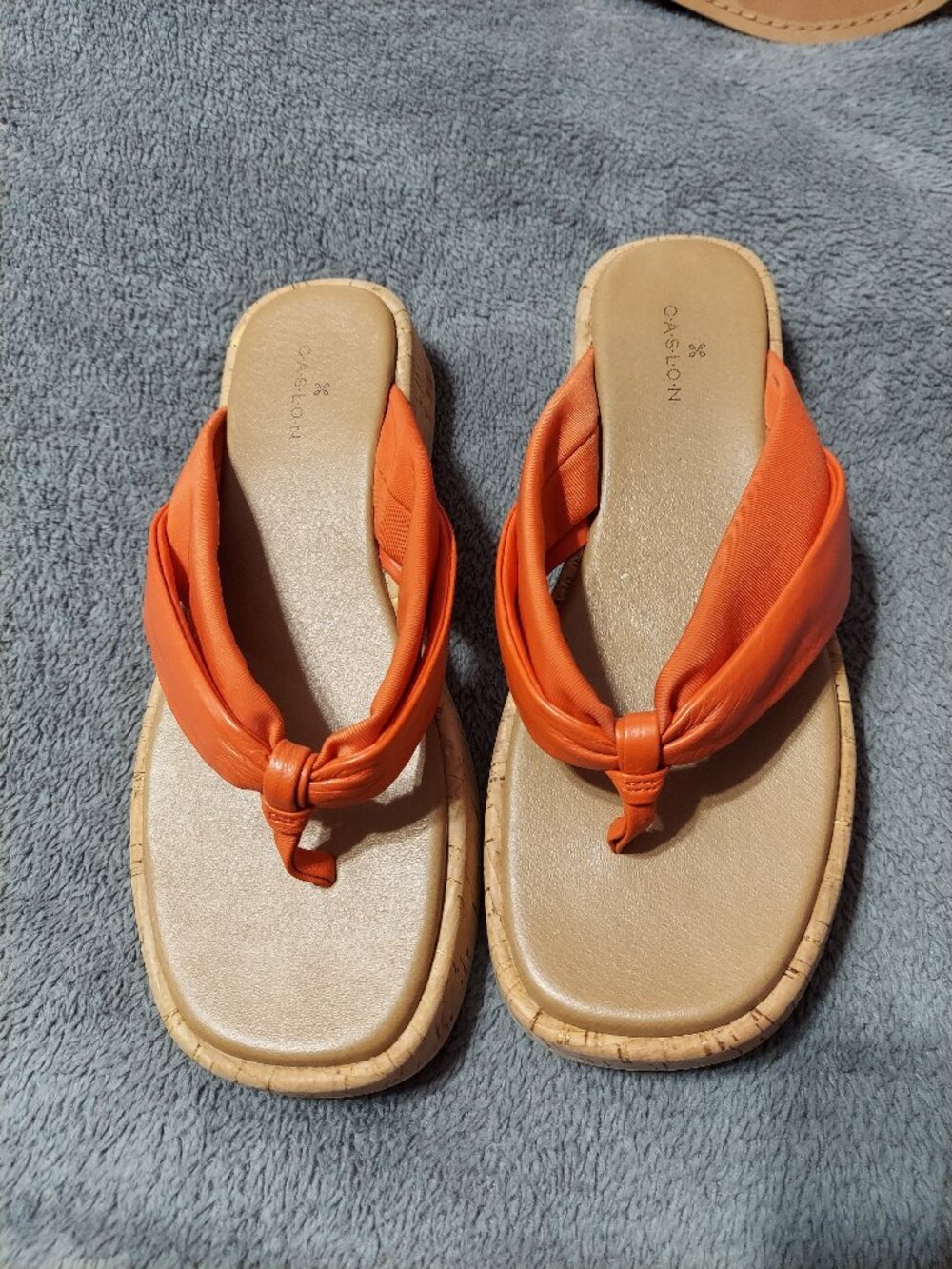 NEW! Caslon Orange Leather Thong-Style Sandals w/ Cork Bottom size 7.5M